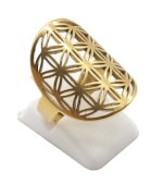 Złoty pierścień Kwiat Życia ze stali nierdzewnej