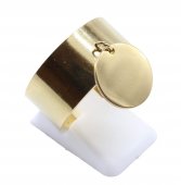 Złoty pierścień z zawieszką ze stali nierdzewnej