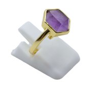 Sześciokątny pierścień z ametystem ze srebra próby 925