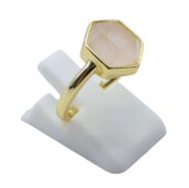 Sześciokątny pierścień z kwarcu różowego ze srebra próby 925