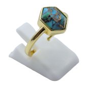 Sześciokątny pierścień z turkusem ze srebra próby 925