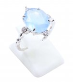 Pierścionek ze srebra próby 925 z owalnym akwamarynem imperialnym