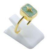 Pierścionek ze srebra próby 925, prostokąt z amazonitem i zawieszką