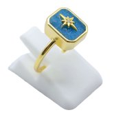 Pierścionek ze srebra próby 925 z apatytem w kształcie prostokąta i zawieszką