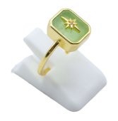 Pierścionek ze srebra próby 925, zielony jadeit, prostokąt, z zawieszką