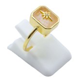 Pierścionek ze srebra próby 925, kwarc różowy, prostokąt, zawieszka