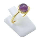 Okrągły srebrny pierścień z ametystem