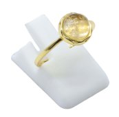 Okrągły pierścionek ze srebra próby 925 z cytrynem