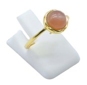 Pierścionek Srebro 925 Okrągły Kamień Słoneczny