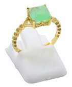 Kwadratowy pierścień z zielonego jadeitu ze srebra próby 925