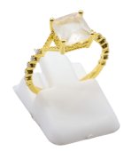 Pierścionek Srebrny 925 Kwadratowy Kamień Księżycowy