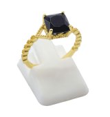 Pierścień z kwadratowym onyksem ze srebra próby 925