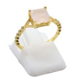 Kwadratowy pierścień z kwarcem różowym ze srebra próby 925