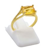 Pierścionek prostokątny ze srebra próby 925 z naturalnym cytrynem