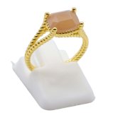 Pierścionek Srebrny 925 Prostokątny Kamień Słoneczny