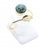 Pierścionek ze srebra próby 925 „Złoty liść” – turkus