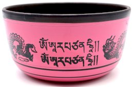 Tybetańska aluminiowa misa śpiewająca Dragon Pink 850g