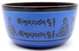 Tybetańska aluminiowa misa śpiewająca Budda w kolorze niebieskim 850 g