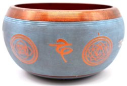 Tybetańska aluminiowa misa śpiewająca Chakras 550g