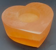 Świecznik w kształcie serca z pomarańczowego selenitu 8 cm