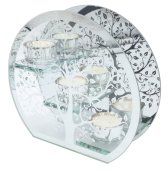 Potrójny szklany świecznik Drzewo Życia 18 cm