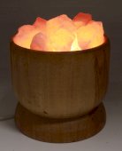 Himalajska lampa solna, misa z drewna i kryształów, 3,5 kg