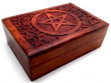 18 cm drewniane pudełko na biżuterię Pentagram