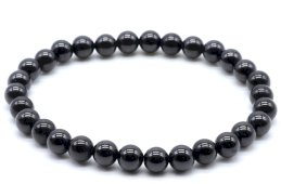 Bransoletka z czarnego spinelu, koraliki 6 mm