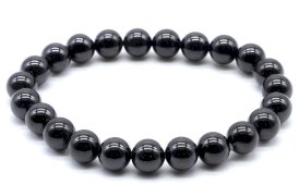 Bransoletka z czarnego spinelu, koraliki 8 mm