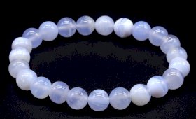 Bransoletka z niebieskiego chalcedonu, koraliki 'AA' 8 mm