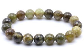 Bransoletka z zielonych koralików granatowych 10mm