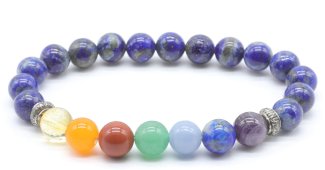 Bransoletka z lapis lazuli i koraliki 7 czakr 8 mm