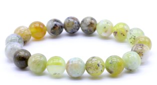 Bransoletka z zielonych koralików opalowych 10mm