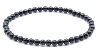 Bransoletka z czarnego turmalinu z perłami 4mm