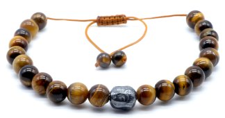 Regulowana bransoletka z tygrysiego oka, koraliki 8 mm