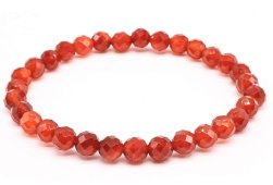 Bransoletka z karneolu z fasetowanymi koralikami o średnicy 6 mm