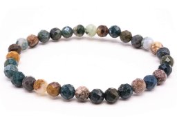 Bransoletka z jaspisu oceanicznego z 6-milimetrowymi fasetowanymi koralikami