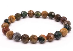 Bransoletka z jaspisu oceanicznego z 8-milimetrowymi fasetowanymi koralikami