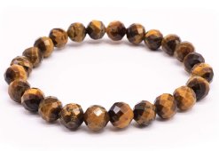 Bransoletka z tygrysiego oka z 8-milimetrowymi fasetowanymi koralikami