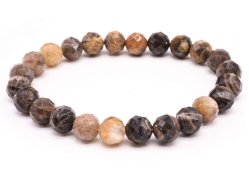 Bransoletka z czarnego kamienia słonecznego z 8-milimetrowymi fasetowanymi koralikami