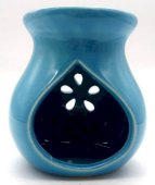 Kominek ceramiczny ażurowy, niebieski, 9 cm
