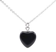 Naszyjnik z sercem z onyksu ze srebra próby 925