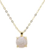 Naszyjnik z kwadratowym kamieniem księżycowym ze srebra próby 925