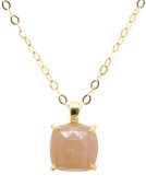 Naszyjnik Srebro 925 Kwadratowy Kamień Słoneczny