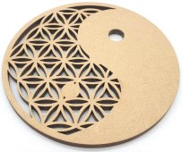 Drewniana tabliczka z kwiatem życia Ying Yang 30 cm