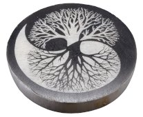 Płytka selenitowa Drzewo Życia Yin-Yang czarno-biała 10 cm