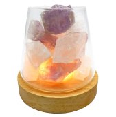 Lampa dyfuzyjna ametystowa + kryształ górski 10 cm