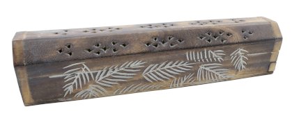 Drewniany stojak na kadzidełka w kształcie liści, 30 cm
