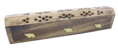 Drewniana skrzynka na kadzidełka Słonie Przezroczysta 30 cm