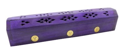 Drewniany stojak na kadzidełka w kolorze niebiesko-fioletowym, pudełko słoneczne, 30 cm